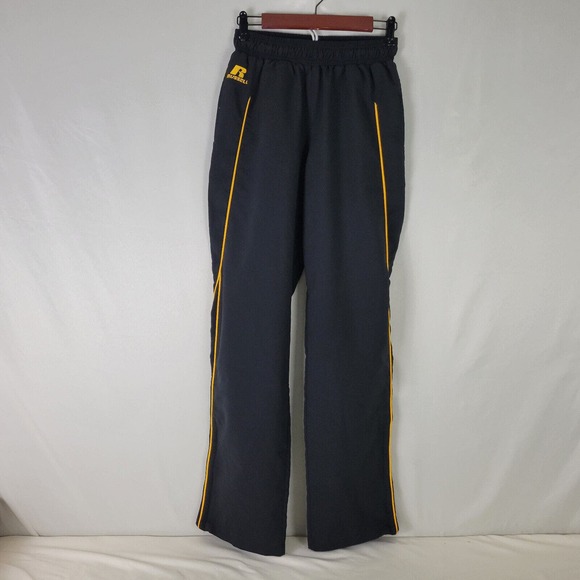 Russell‎ Athletic Pants Womens Medium Black Yellow High Rise Drawstring Waist - Picture 1 of 13